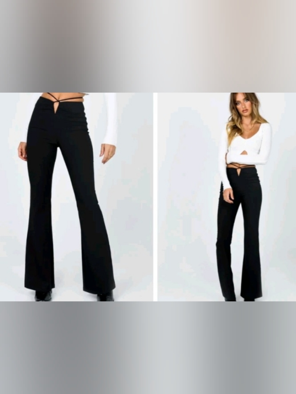 NWOT Cutout High-Waist Black Flared Women's Pants - Picture 3 of 16